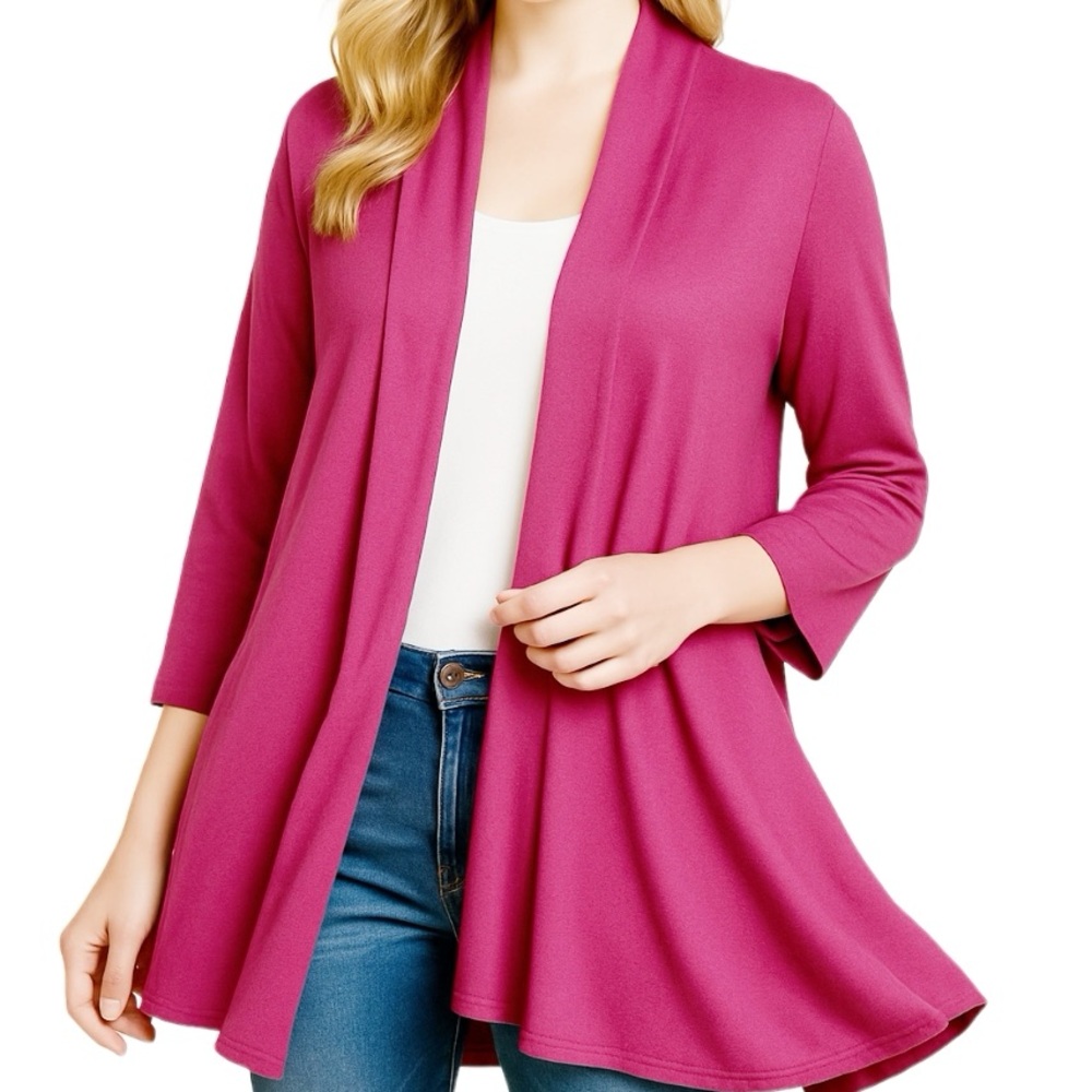 Livi XL Purple Long Sleeve Flowy Open Face Criss Cross Detail Summer Cardigan